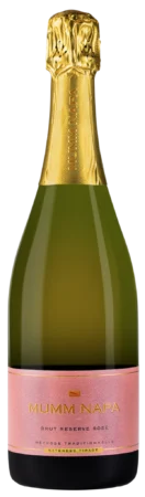 A bottle of Mumm Napa Brut Reserve Rosé Extended Tirage sparkling wine